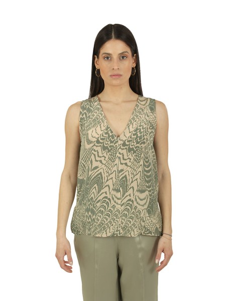 Top Momonì Hevea in Crepe de Chine Acquamarina